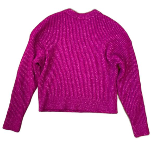 Nordstrom Elodie Fuchsia Fuzzy Crewneck Rib Knit Sweater Women's Size S - Picture 3 of 7